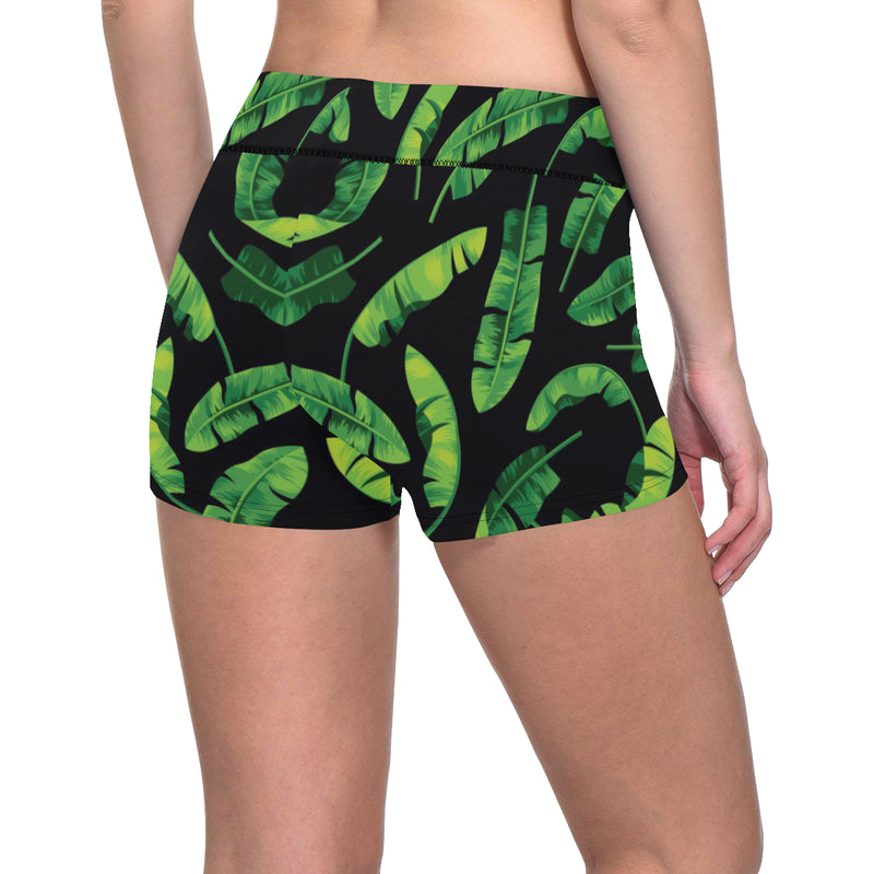 Banana Leaf Pattern Print Design BL02 Yoga Shorts