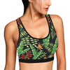 Hawaiian Flower Tropical Palm Leaves Sports Bra