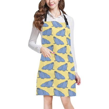 Walrus Pattern Print Design 02 Apron with Pocket