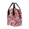 Red Hibiscus Pattern Print Design HB01 Insulated Lunch Bag