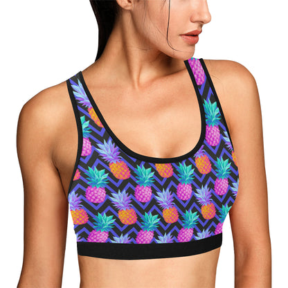 Pineapple Color Art Pattern Sports Bra