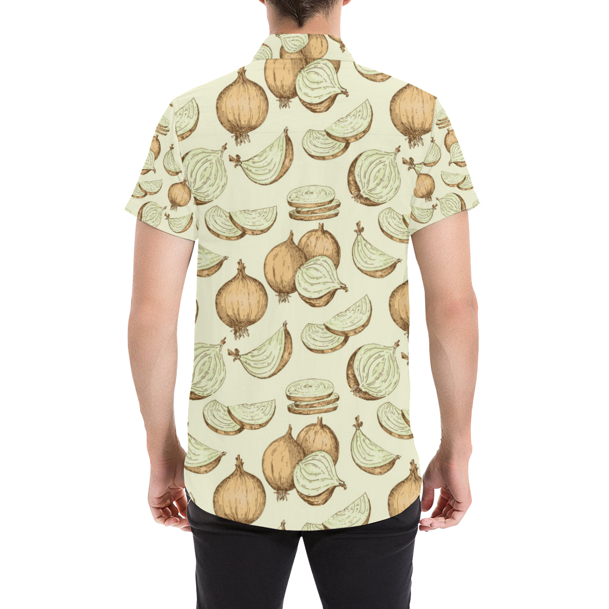 Onion Pattern Print Design A02 Men's Short Sleeve Button Up Shirt