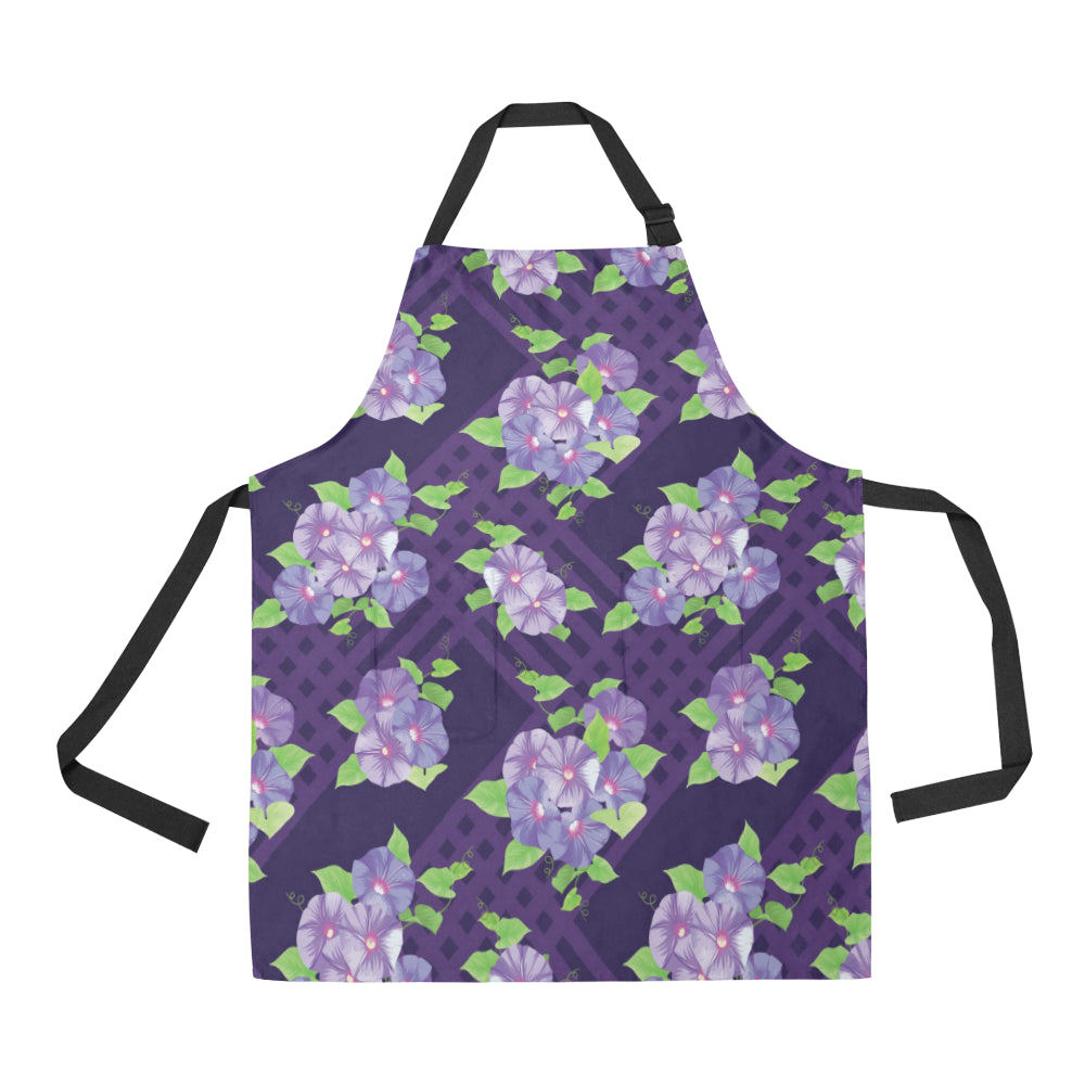 Morning Glory Pattern Print Design MG03 Apron with Pocket