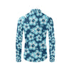 Blue Hibiscus Pattern Print Design HB011 Men's Long Sleeve Shirt