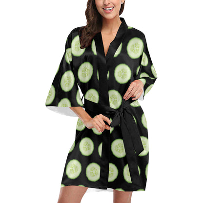 Cucumber Pattern Print Design CC02 Women's Short Kimono