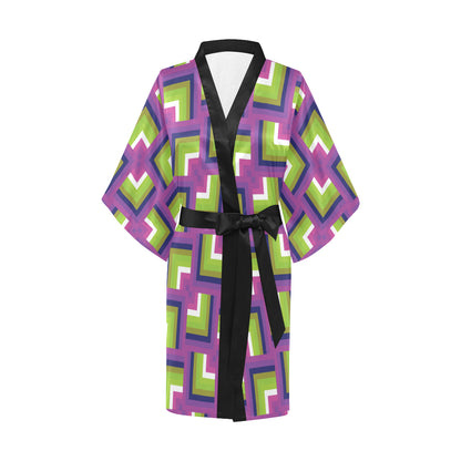 Optical illusion Pattern Print Design A05 Women's Short Kimono