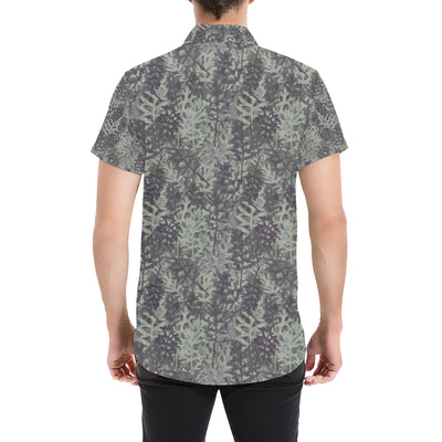 Camouflage Fern Pattern Print Design 05 Men's Short Sleeve Button Up Shirt