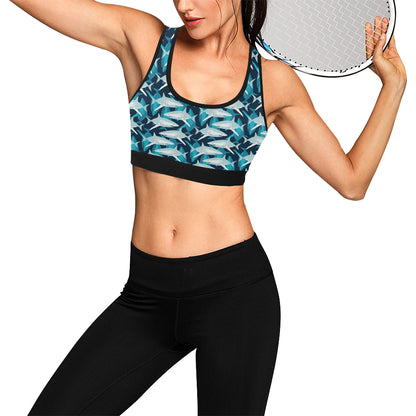 Shark Design Print Sports Bra
