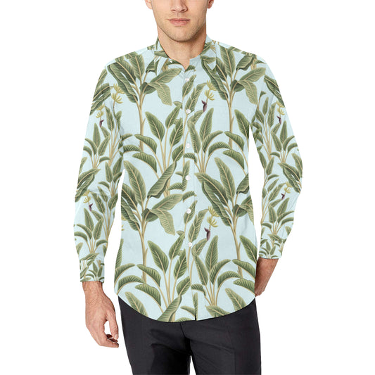 Banana Leaf Pattern Print Design BL03 Men's Long Sleeve Shirt