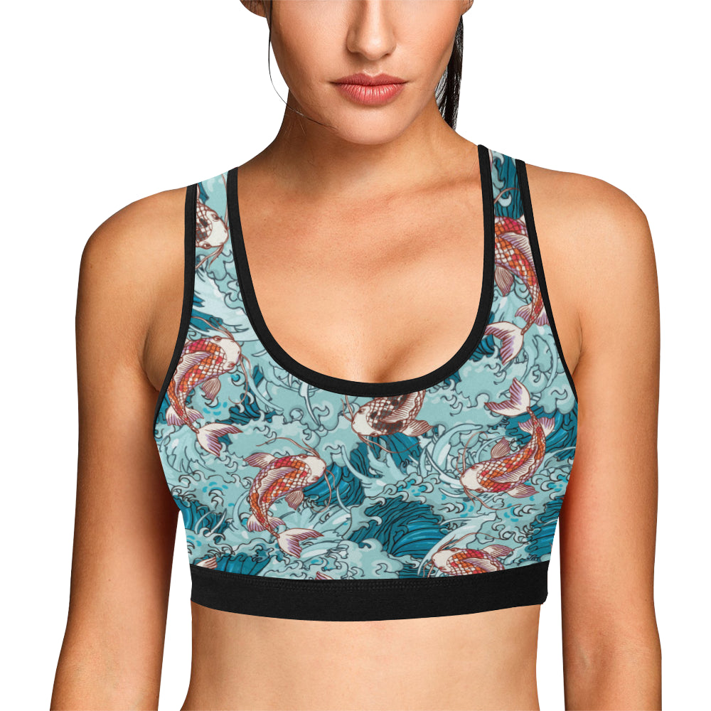 KOI Fish Pattern Print Design 05 Sports Bra