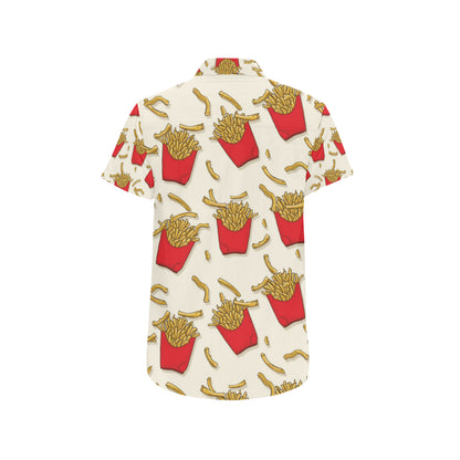 French Fried Pattern Print Design 01 Men's Short Sleeve Button Up Shirt