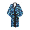 Camo Blue Pattern Print Design 04 Women's Short Kimono