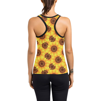 Sunflower Pattern Print Design SF07 Women's Racerback Tank Top