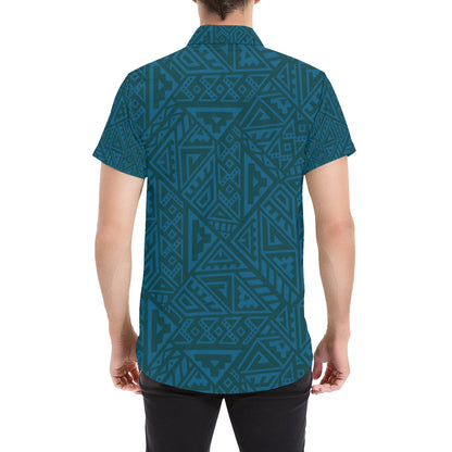 Maori Pattern Print Design 03 Men's Short Sleeve Button Up Shirt