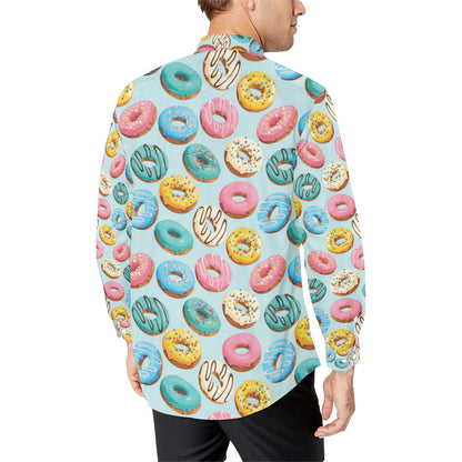 Donut Pattern Print Design DN05 Men's Long Sleeve Shirt