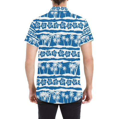 Hawaiian Themed Pattern Print Design H021 Men's Short Sleeve Button Up Shirt
