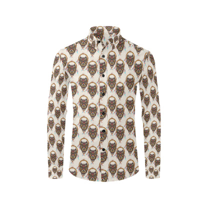 Wolf Tribal Dream Catcher Design Print Men's Long Sleeve Shirt