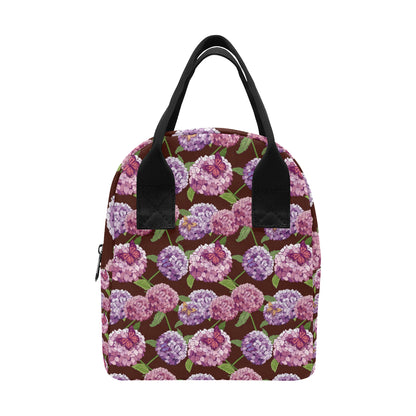 Hydrangea Pattern Print Design HD08 Insulated Lunch Bag