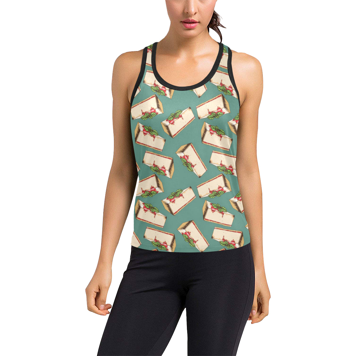 Cheesecake Pattern Print Design CK02 Women's Racerback Tank Top