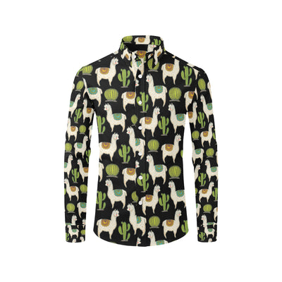 Alpaca Cactus Pattern Print Design 07 Men's Long Sleeve Shirt