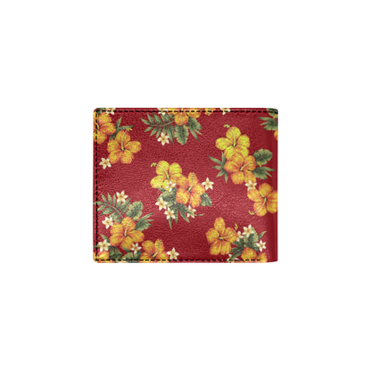 Orange Hibiscus Pattern Print Design HB026 Men's ID Card Wallet