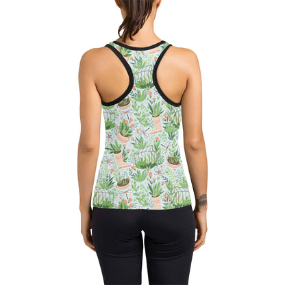 Gardening Pattern Print Design G04 Women's Racerback Tank Top