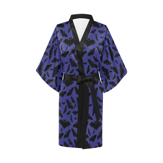 Bat Halloween Pattern Print Design 02 Women's Short Kimono