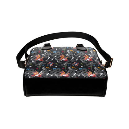 Rock and Roll Pattern Print Design A01 Shoulder Handbag