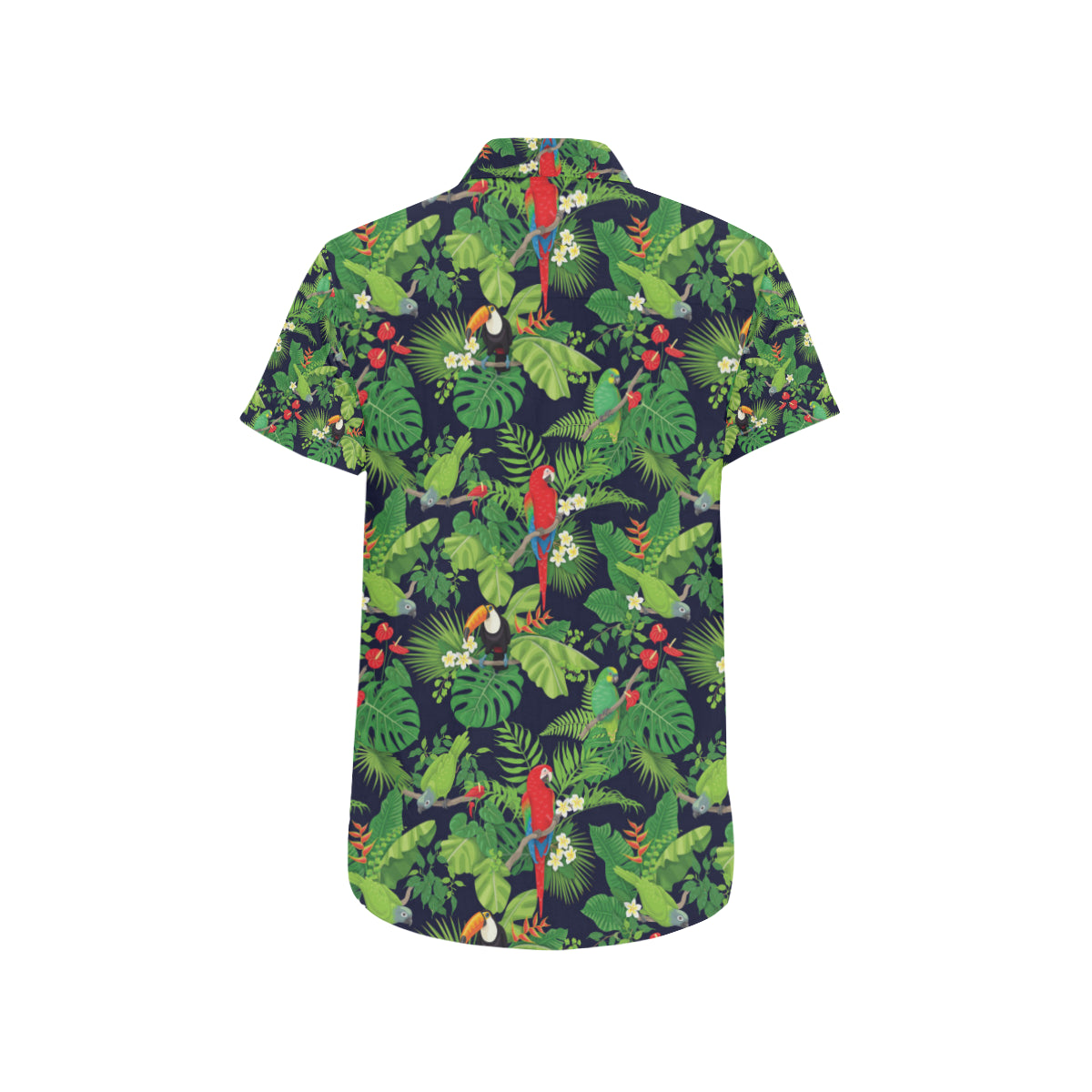 Rainforest Parrot Pattern Print Design A03 Men's Short Sleeve Button Up Shirt