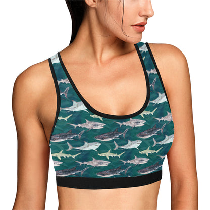 Shark Style Print Sports Bra