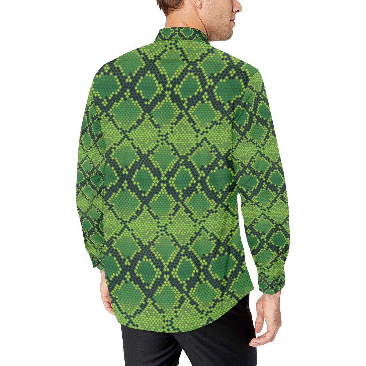Python Green Pattern Print Design A01 Men's Long Sleeve Shirt