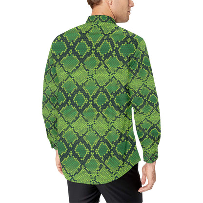 Python Green Pattern Print Design A01 Men's Long Sleeve Shirt