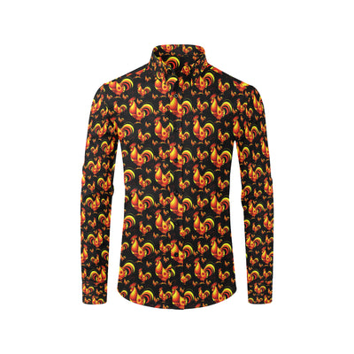 Rooster Print Themed Men's Long Sleeve Shirt