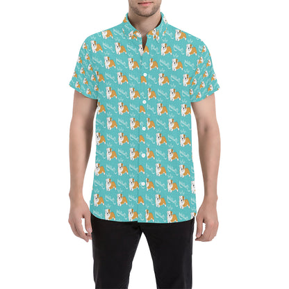 Bulldogs Pattern Print Design 05 Men's Short Sleeve Button Up Shirt