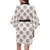 Aztec Wolf Pattern Print Design 01 Women's Short Kimono