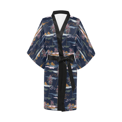 Pacific island Pattern Print Design A06 Women's Short Kimono