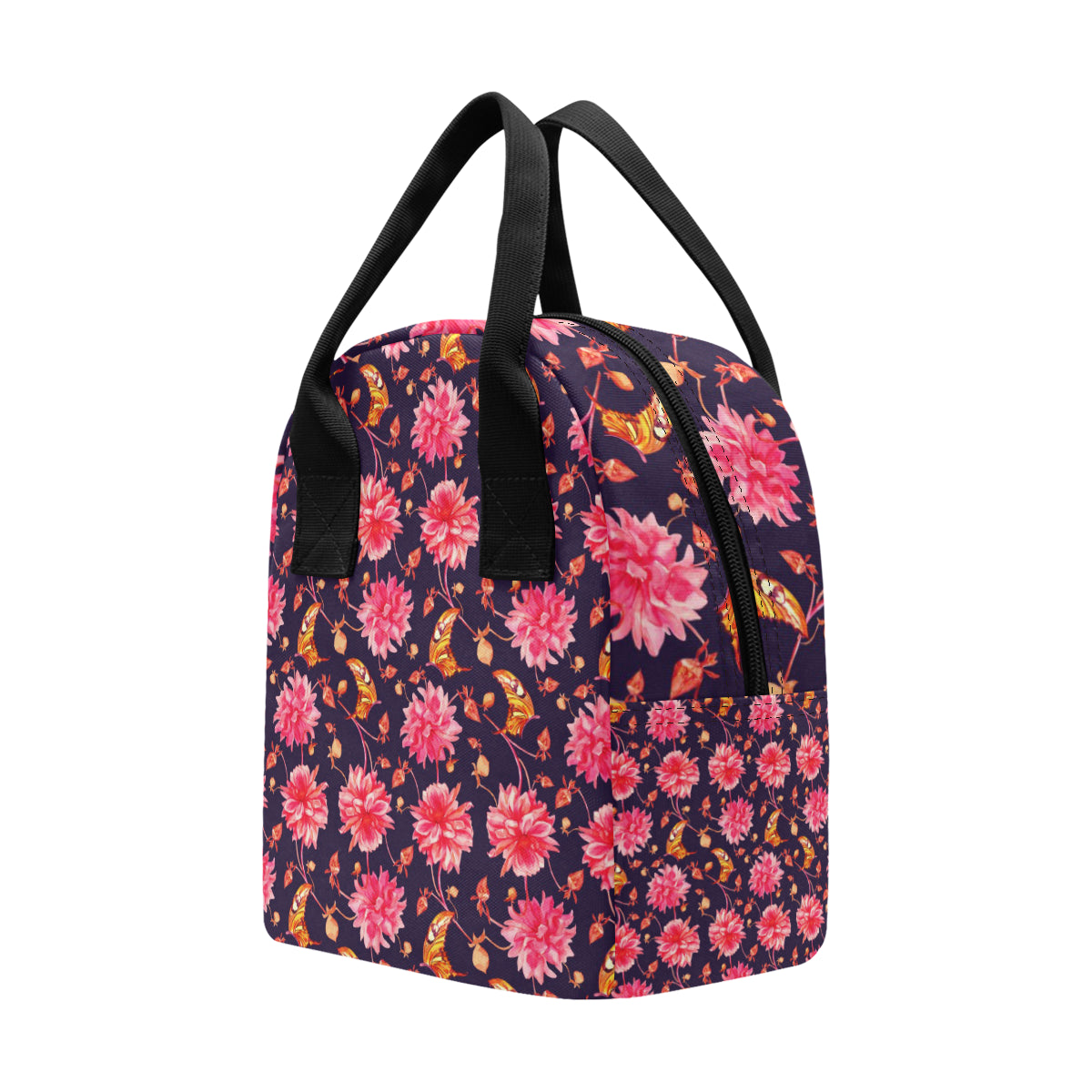 Dahlia Pattern Print Design DH03 Insulated Lunch Bag