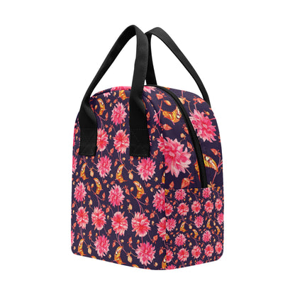 Dahlia Pattern Print Design DH03 Insulated Lunch Bag