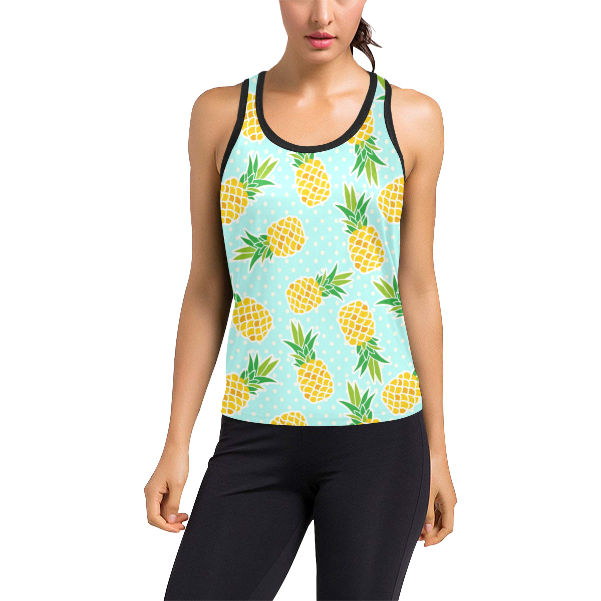 Pineapple Pattern Print Design PP01 Women's Racerback Tank Top