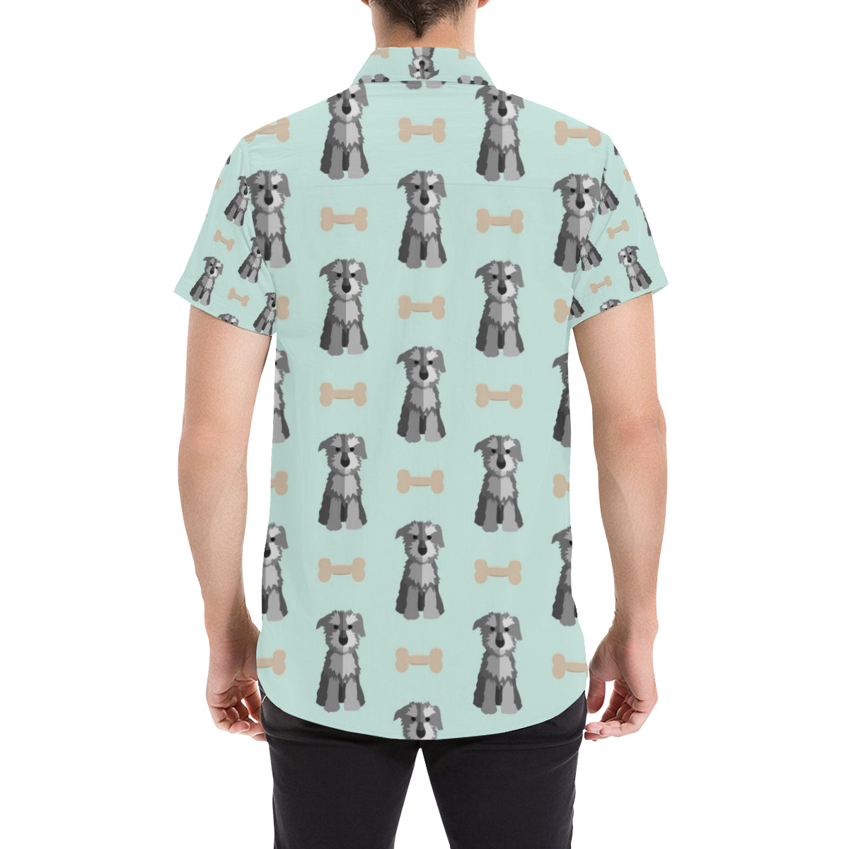 Schnauzers Pattern Print Design A03 Men's Short Sleeve Button Up Shirt