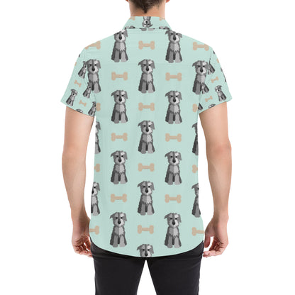 Schnauzers Pattern Print Design A03 Men's Short Sleeve Button Up Shirt
