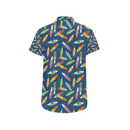 Surfboard Pattern Print Men's Short Sleeve Button Up Shirt