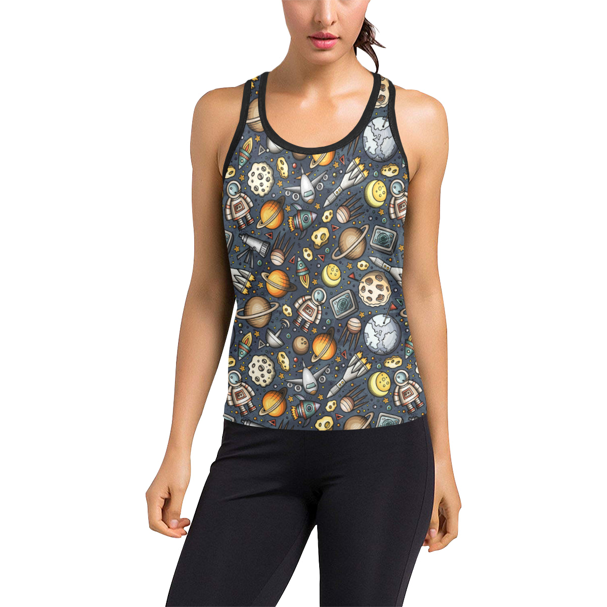 Space Pattern Print Women's Racerback Tank Top