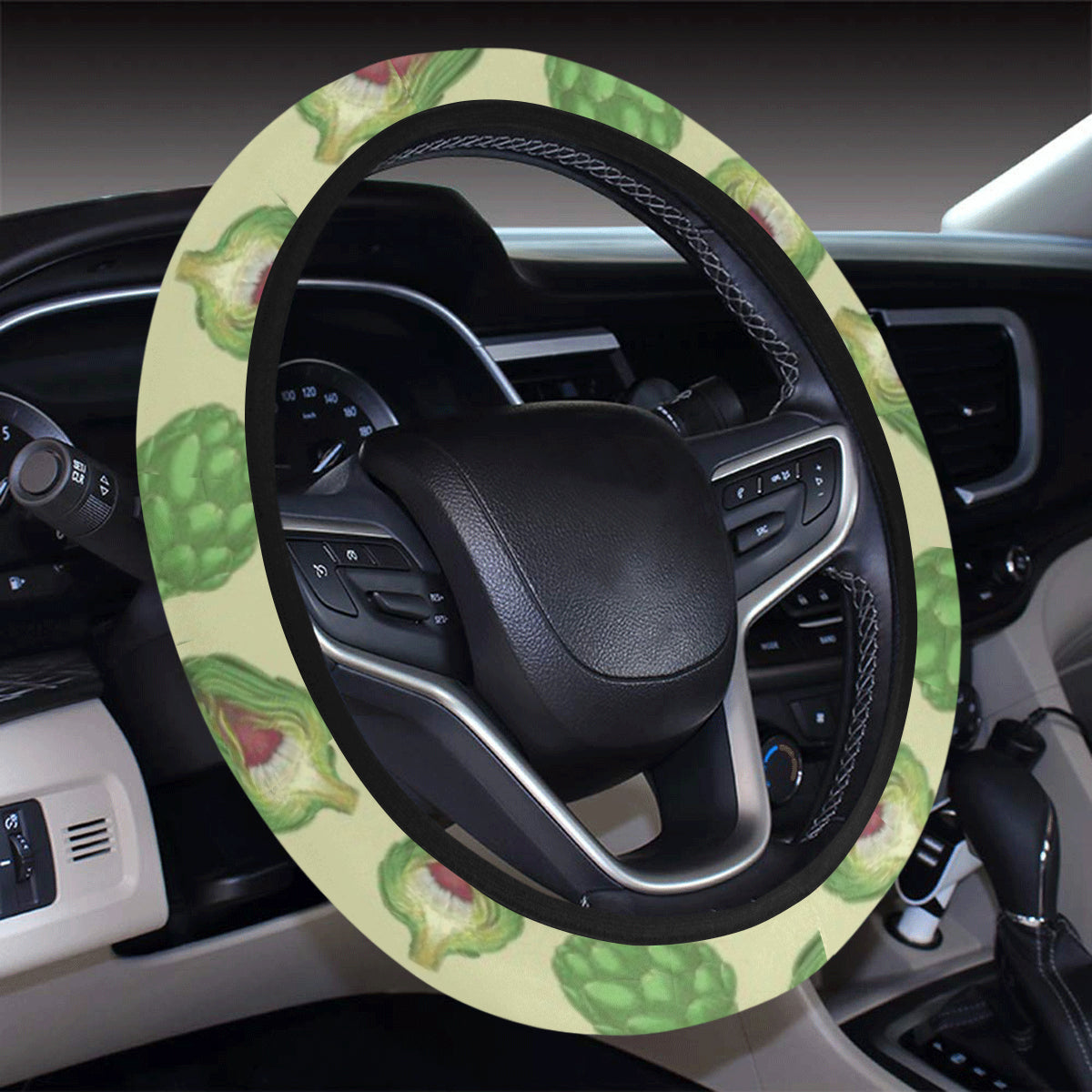 Artichoke Pattern Print Design 03 Steering Wheel Cover with Elastic Edge
