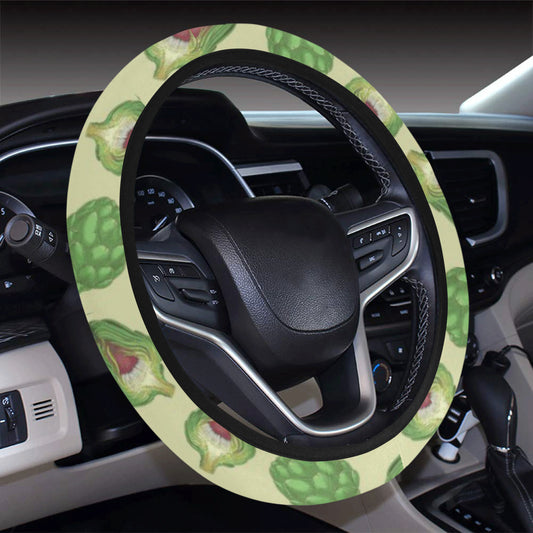 Artichoke Pattern Print Design 03 Steering Wheel Cover with Elastic Edge