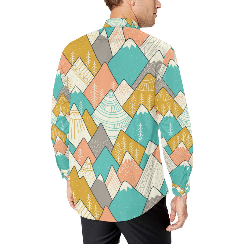 Mountain Pattern Print Design 02 Men's Long Sleeve Shirt