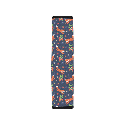 Fox Strawberry Print Pattern Car Seat Belt Cover