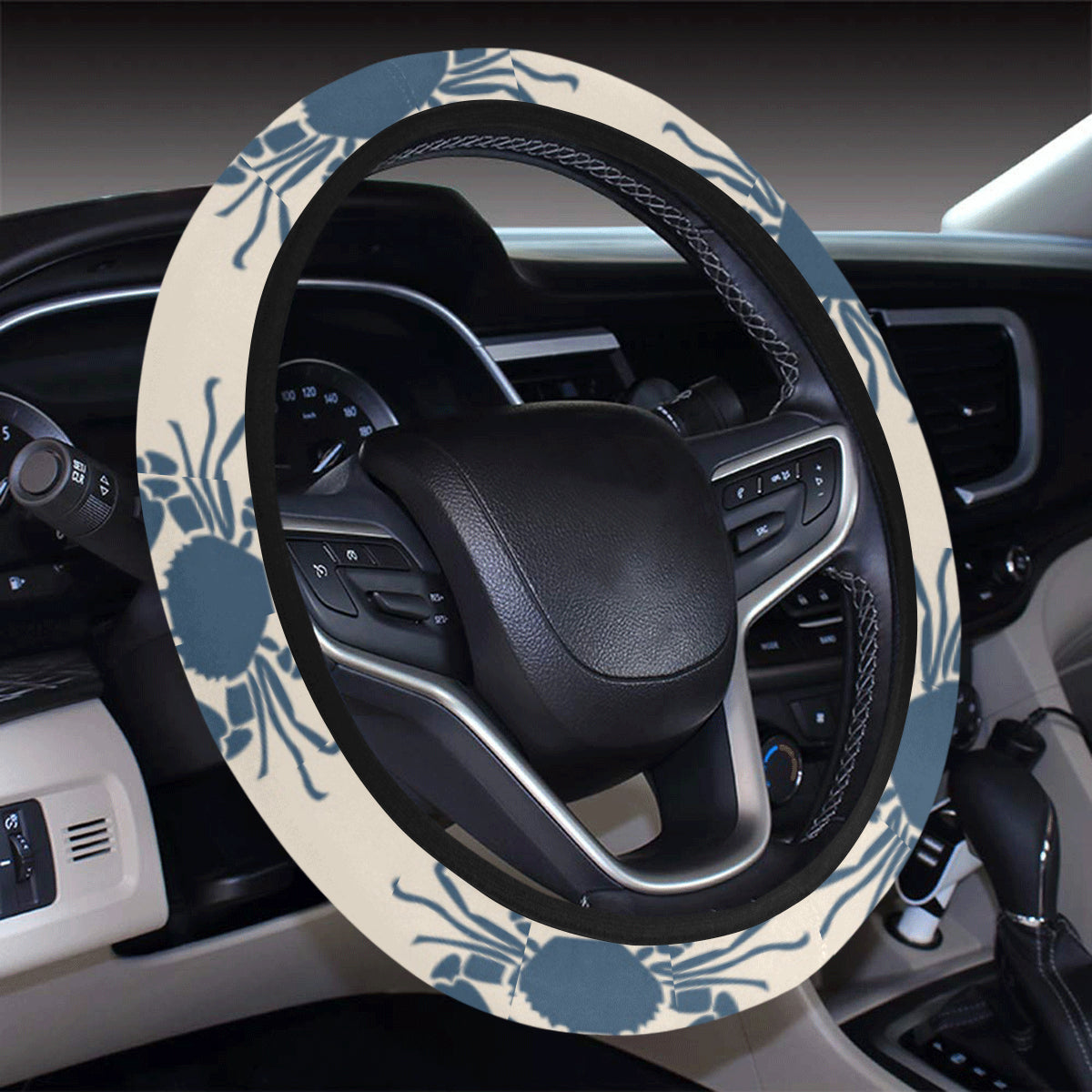 Crab Pattern Print Design 02 Steering Wheel Cover with Elastic Edge