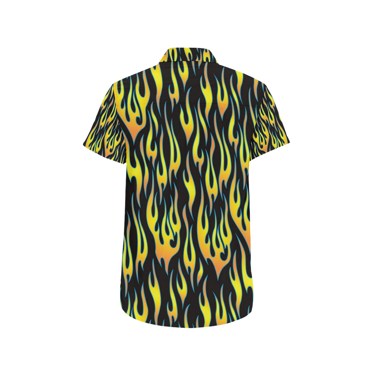 Flame Fire Yellow Pattern Men's Short Sleeve Button Up Shirt