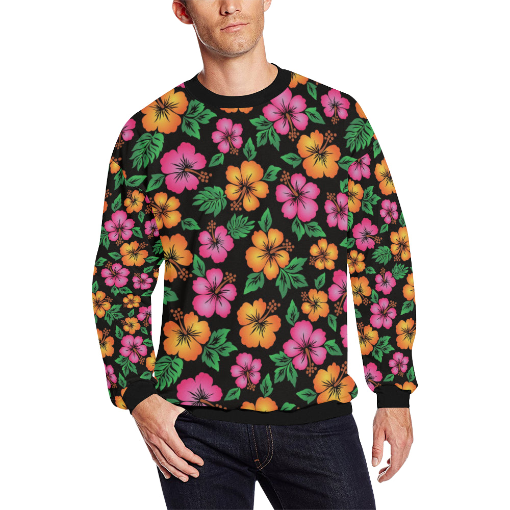 Hibiscus Pattern Print Design HB029 Men Long Sleeve Sweatshirt
